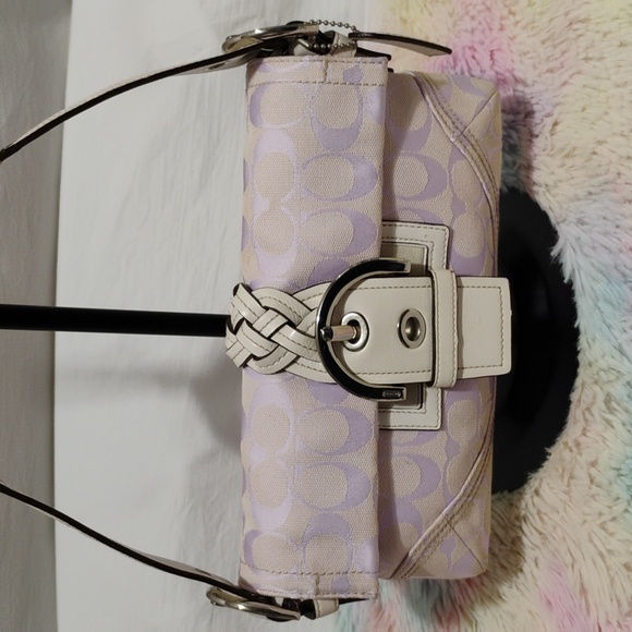 RARE! Auth Coach Lavender Soho Signature Braided Flap Small Bag - Picture 2 of 15